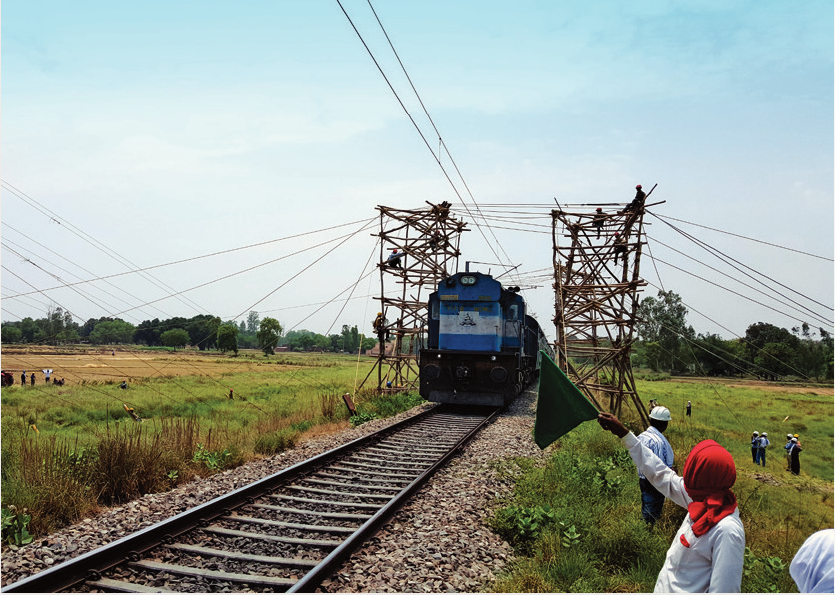Stringing-over-a-railway-line