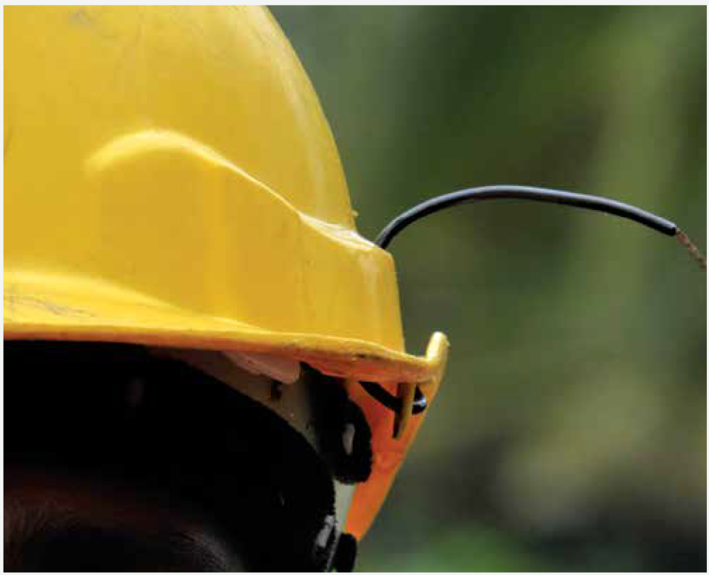 Helmet mounted induction tester